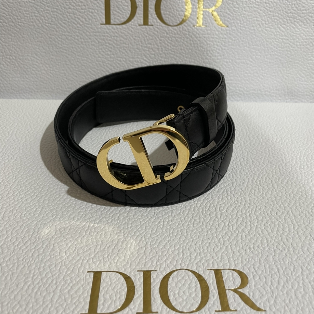 Dior Black quilted Leather belt Sz 95 cm